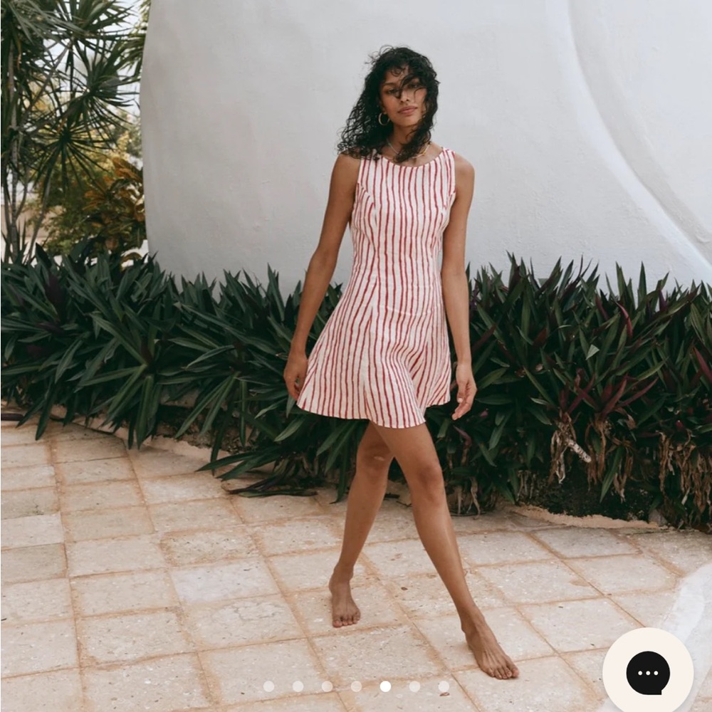 Striped Red and White Mini Dress - Sleeveless Summer Dress